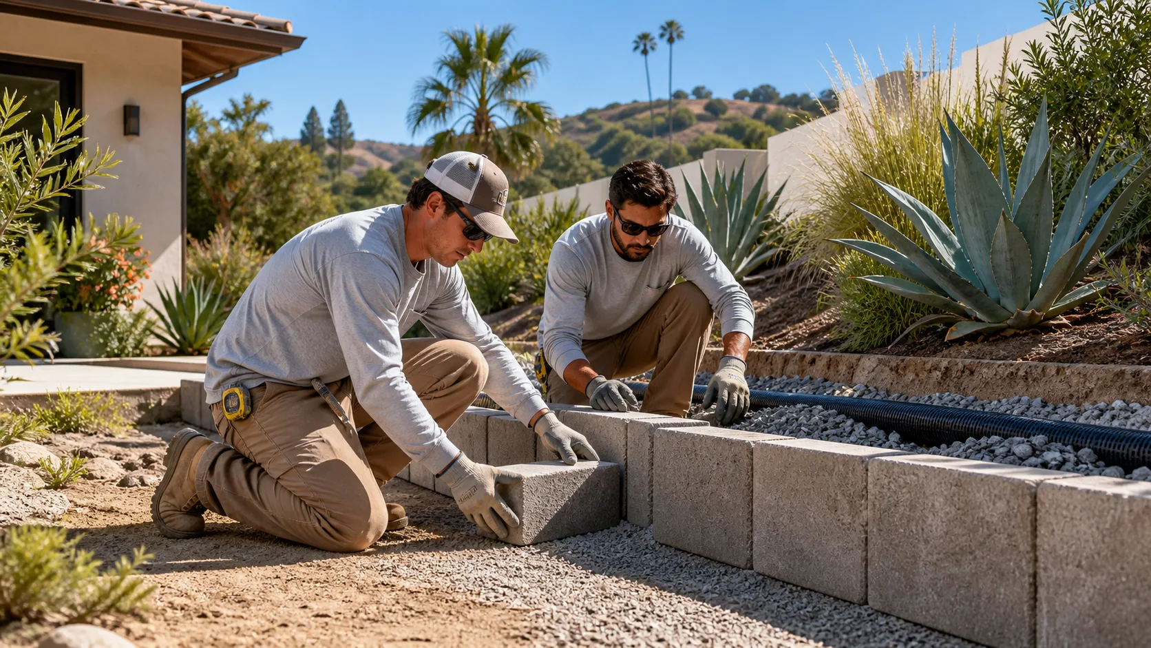 Concrete Block Garden Walls in Los Angeles Heat: Footings and Drainage